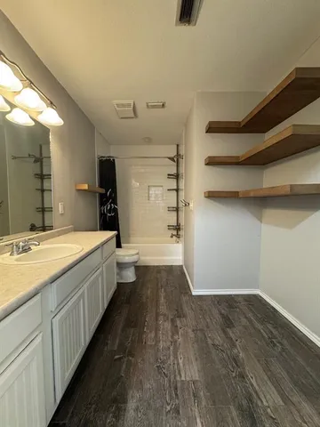 a bathroom with a sink and a large mirror