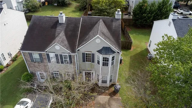 an aerial view of a house