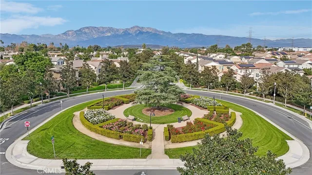 a view of a swimming pool with a mountain