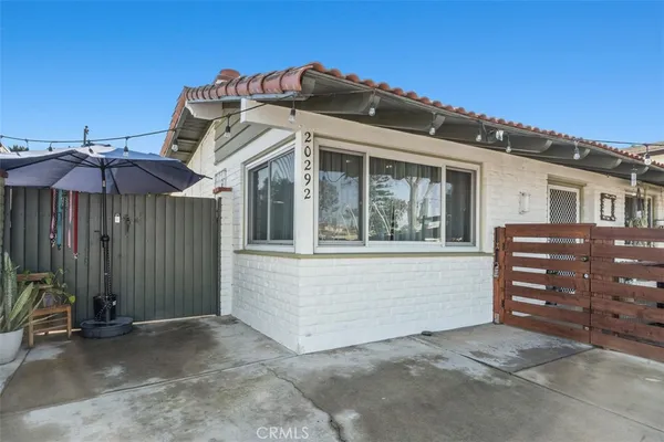 a view of a porch with a patio