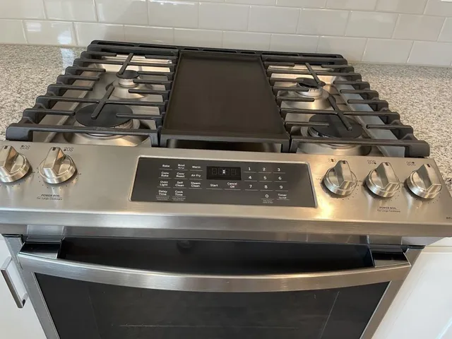 a close view of stove top oven
