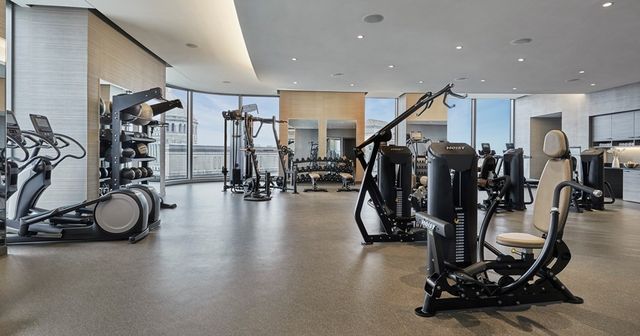 a view of a room with gym equipment