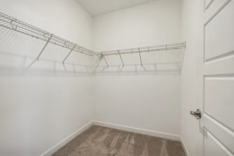 a view of a room with racks on the wall