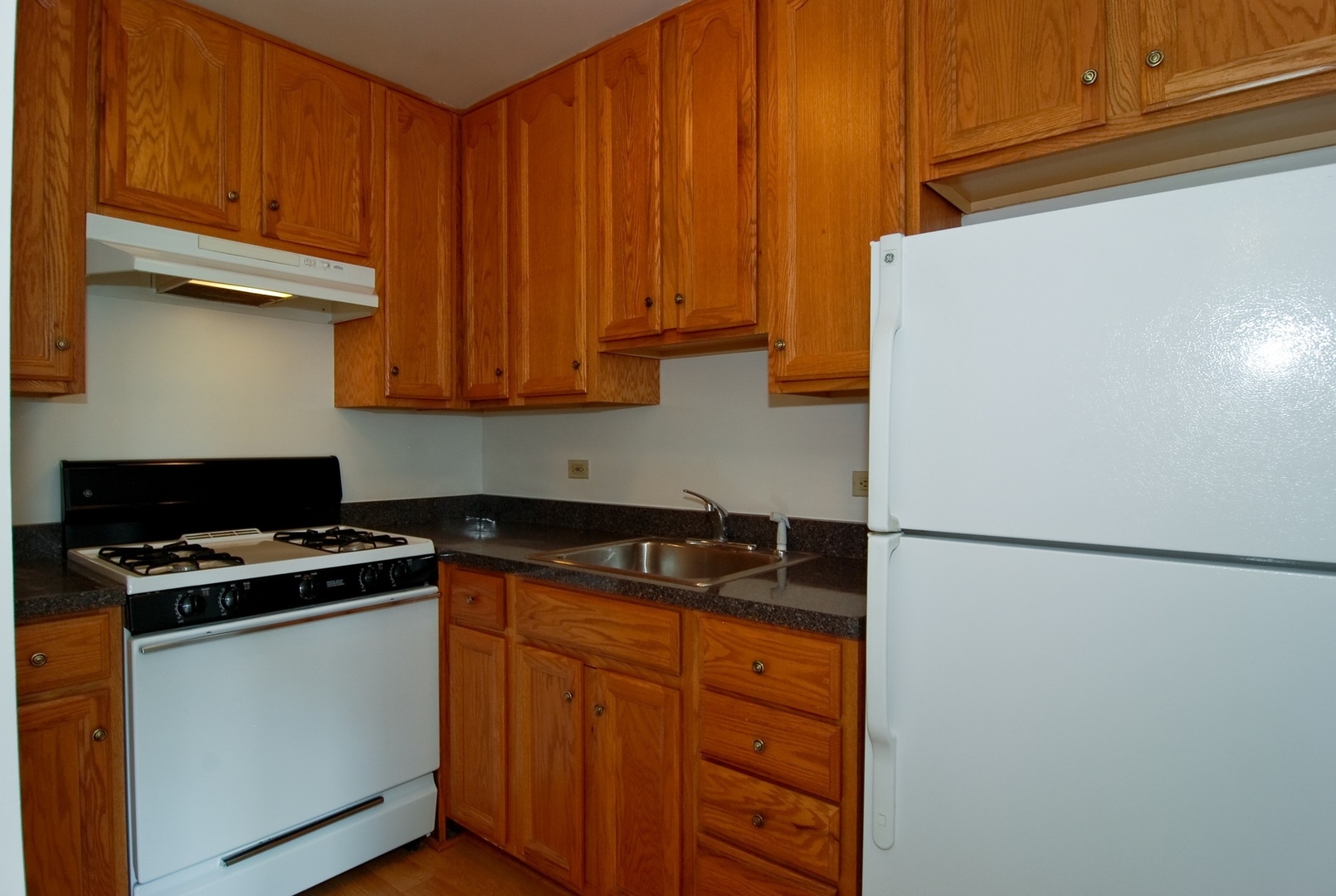 1 East Scott Street, Unit 1906 Chicago, IL 60610 - Photo 4 of 6 a kitchen with stainless steel appliances granite countertop white refrigerator stove a sink and dishwasher