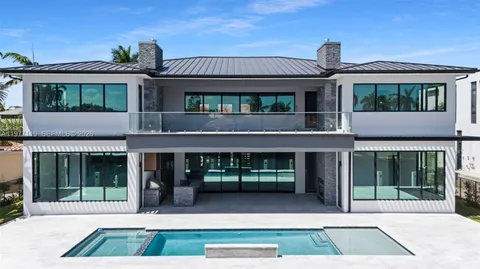 front view of a house with a patio