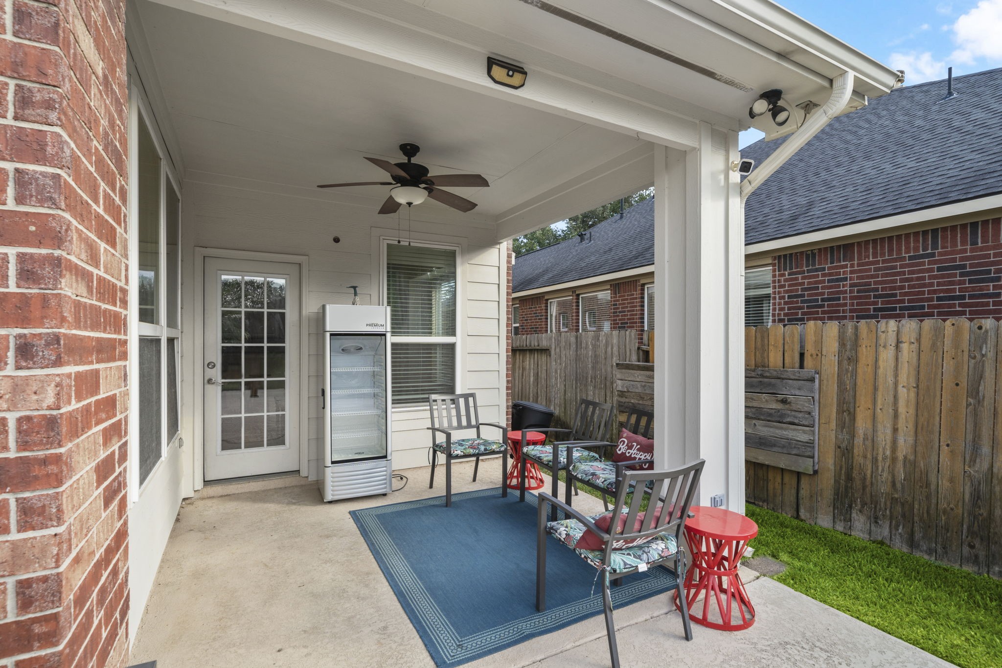 9431 Thurber Ridge Drive Spring, TX 77379 - Photo 36 of 44 Outdoor covered seating area with outdoor refrigerator provided.