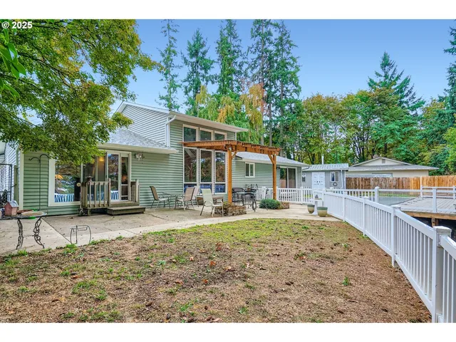 a front view of a house with a patio