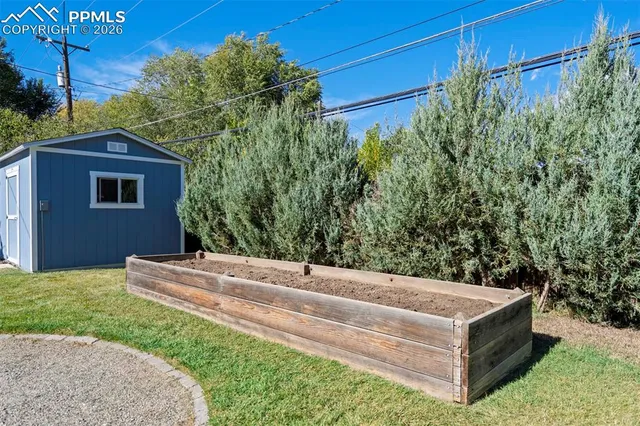 a outdoor view with a seating space