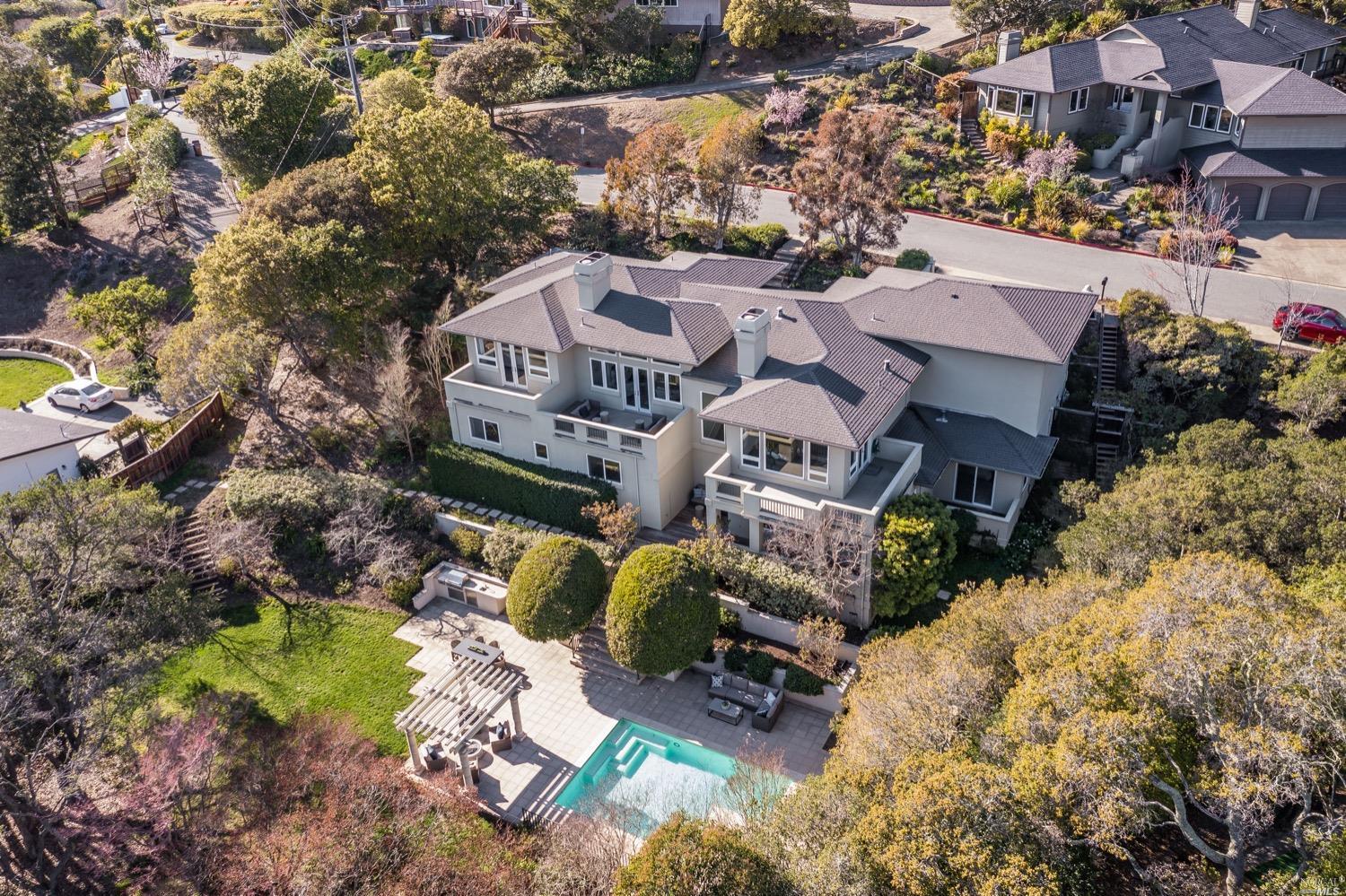 44 Inverness Drive San Rafael, CA 94901 - Photo 1 of 1 an aerial view of a house with yard and parking
