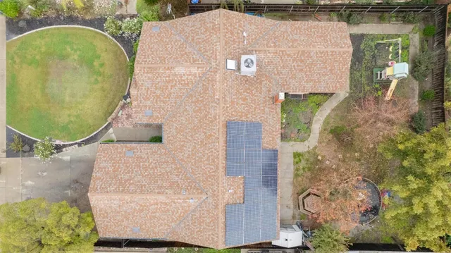 an aerial view of a house