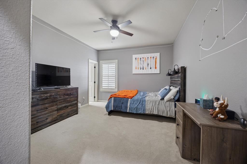 580 Butchart Drive Prosper, TX 75078 - Photo 30 of 40 Carpeted bedroom with ceiling fan and baseboards