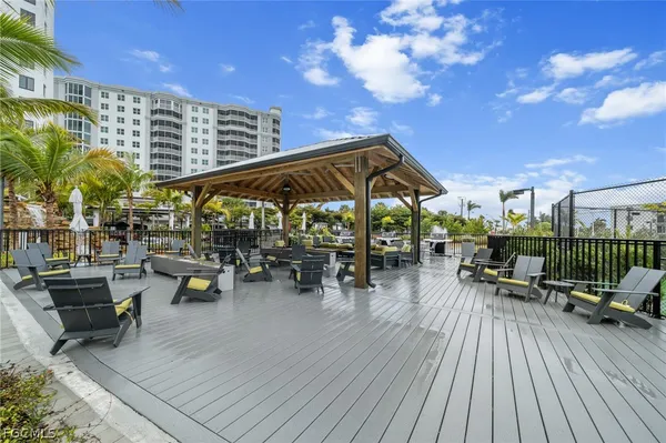 a view of a lake with a building in the background