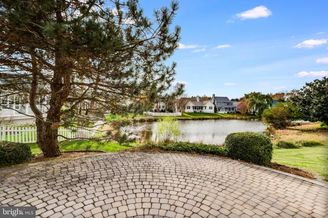 a view of a lake from a yard