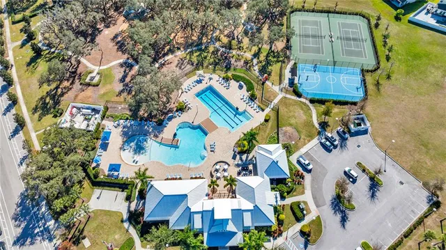an aerial view of a house