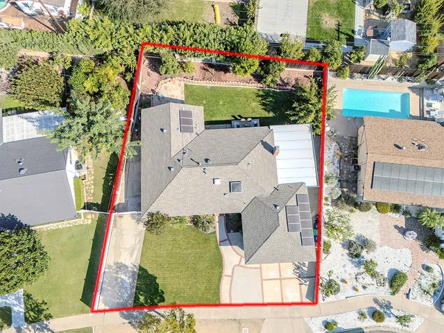 an aerial view of a house