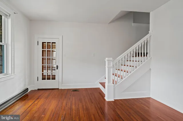a view of hallway with stairs