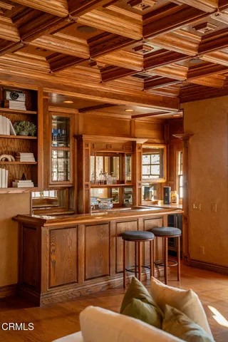 a view of a room with shelves