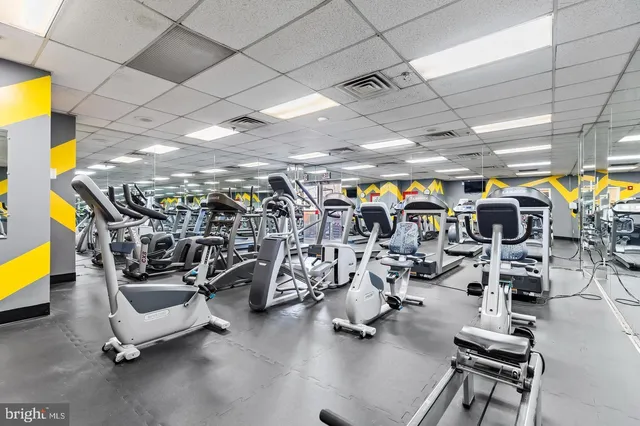 a view of a room with gym equipment