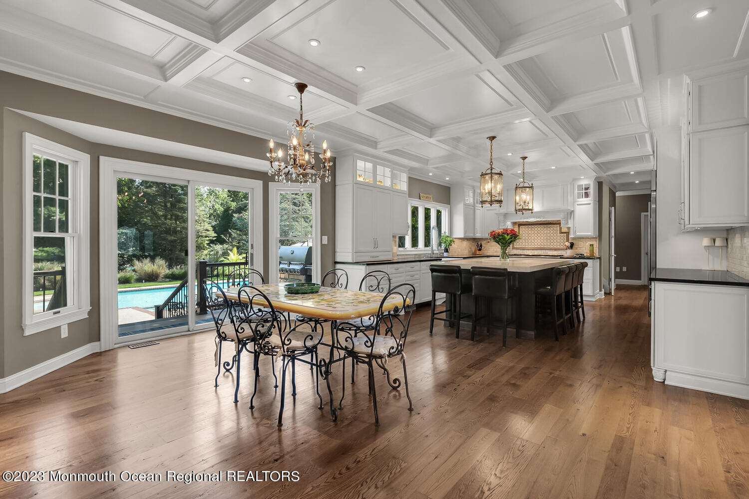 3 Goose Point Drive Colts Neck, NJ 07722 - Photo 14 of 66 a dining room with furniture a chandelier and wooden floor
