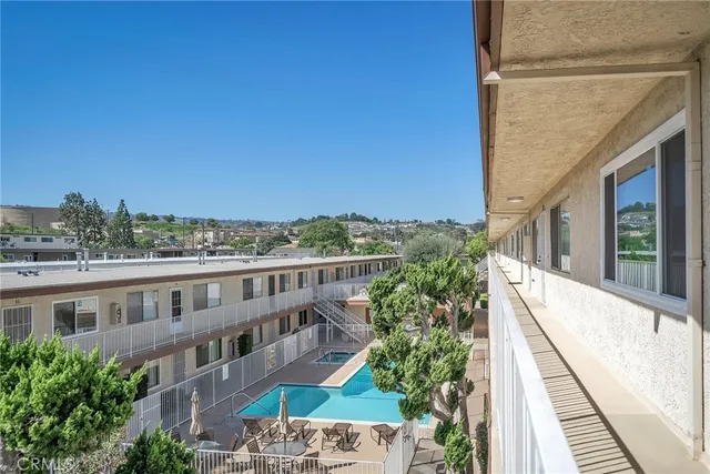 a view of a city from a balcony