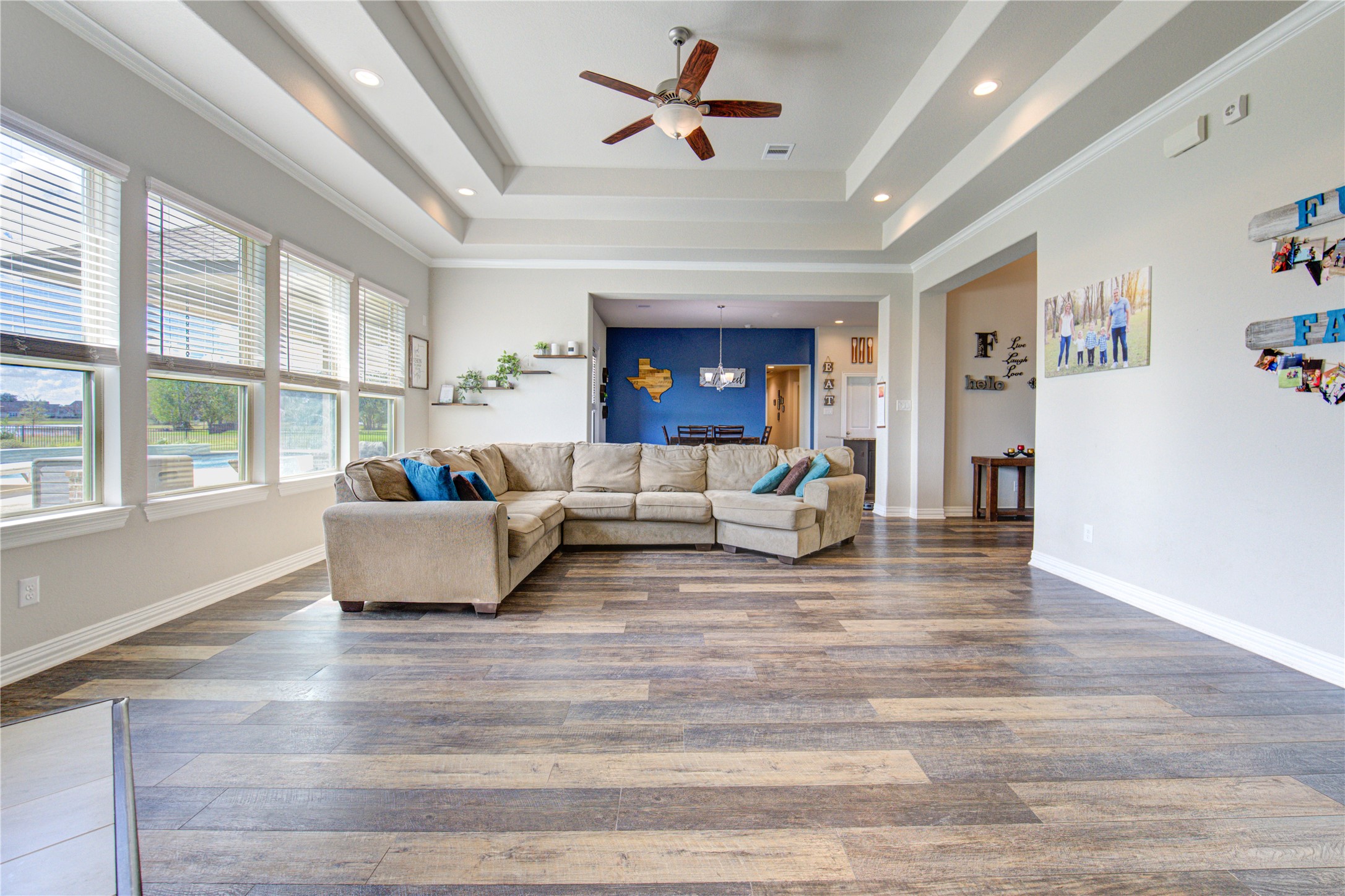 203 Lily Lane Rosharon, TX 77583 - Photo 16 of 50 a living room with furniture and a fireplace