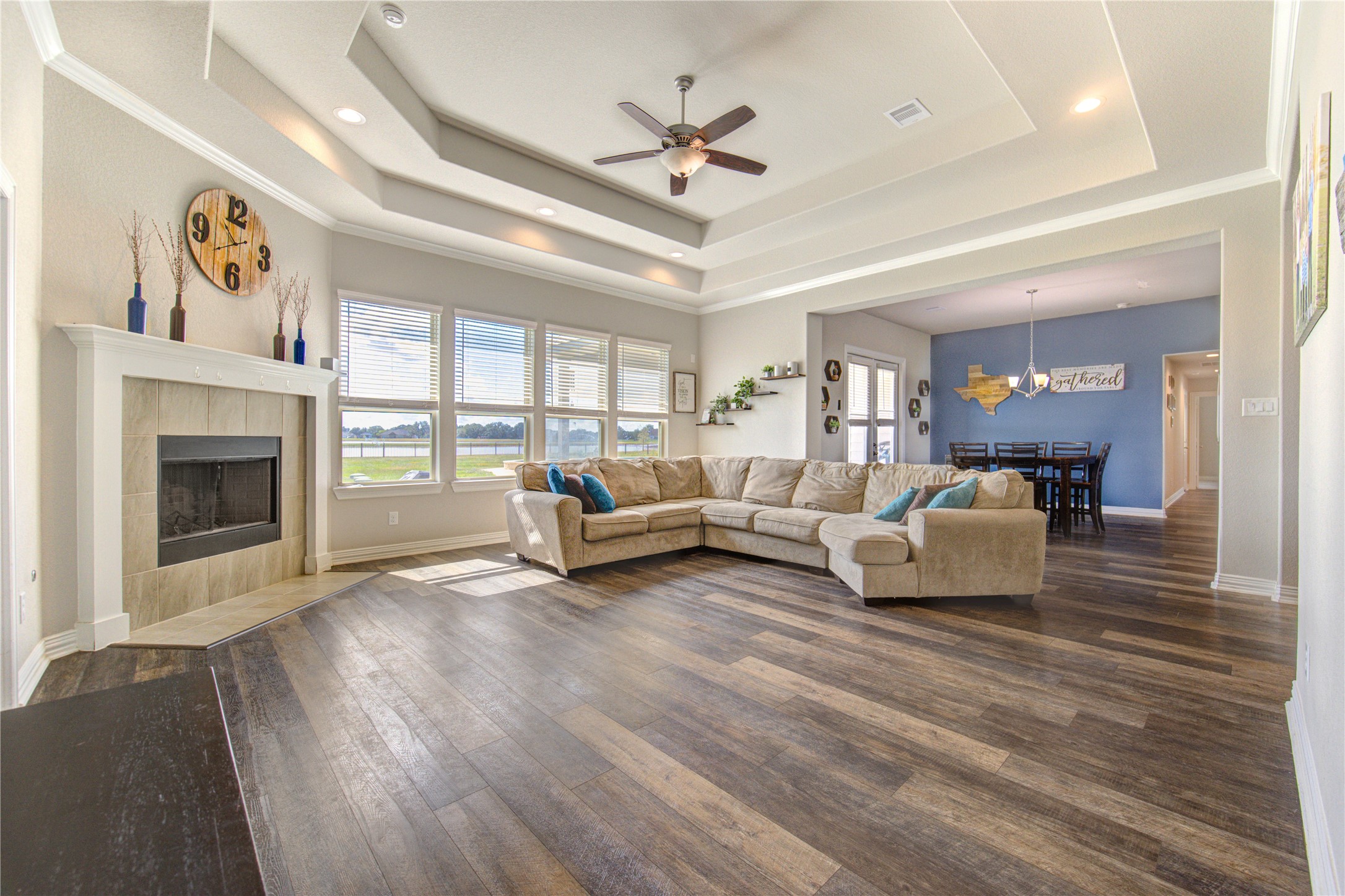 203 Lily Lane Rosharon, TX 77583 - Photo 17 of 50 a living room with furniture and a fireplace