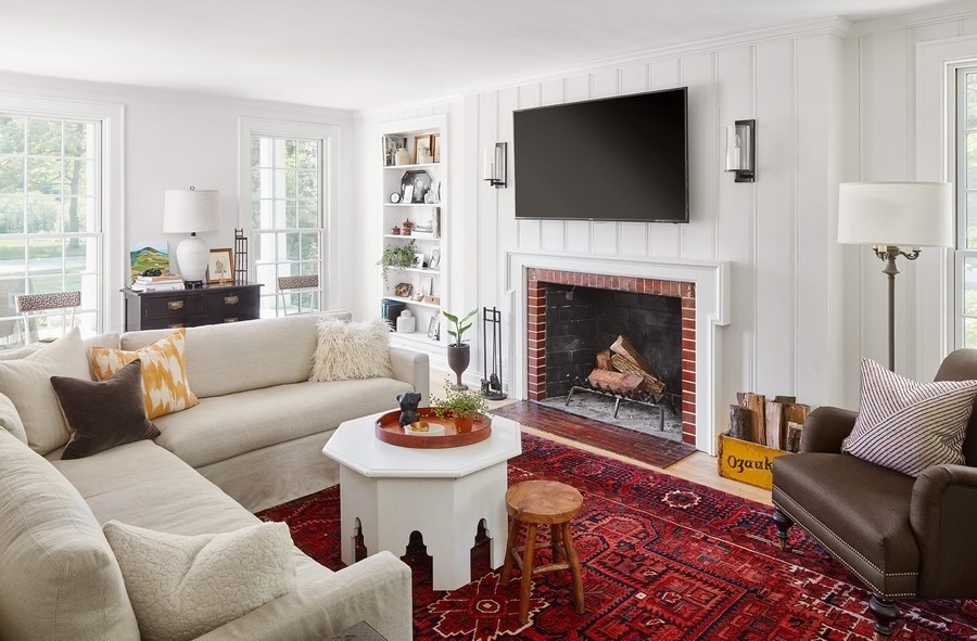 162 Maplewood Road Riverside, IL 60546 - Photo 9 of 44 a living room with furniture a flat screen tv and a fireplace