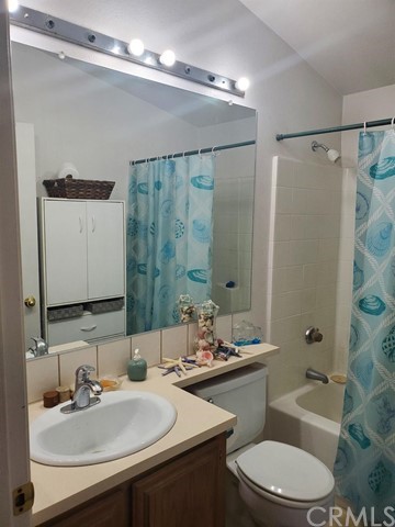 12285 Golden View Road Pinon Hills, CA 92372 - Photo 32 of 33 a bathroom with a sink a toilet a mirror and shower