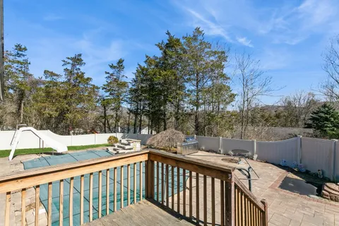 a view of a patio on the deck
