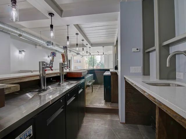 a kitchen with lots of counter space