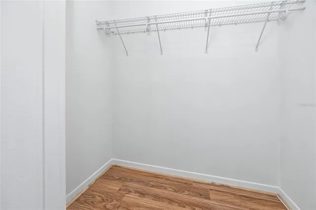 a view of a room with racks on the wall