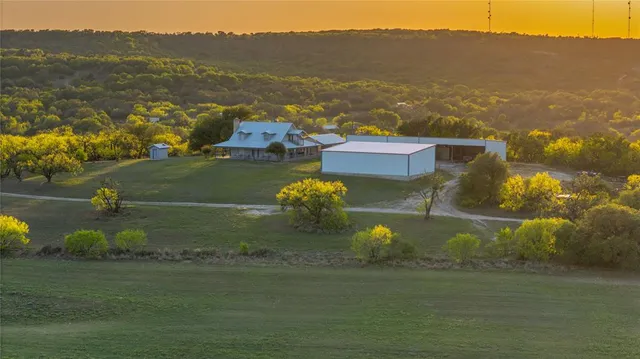 a view of a lake in middle of the town