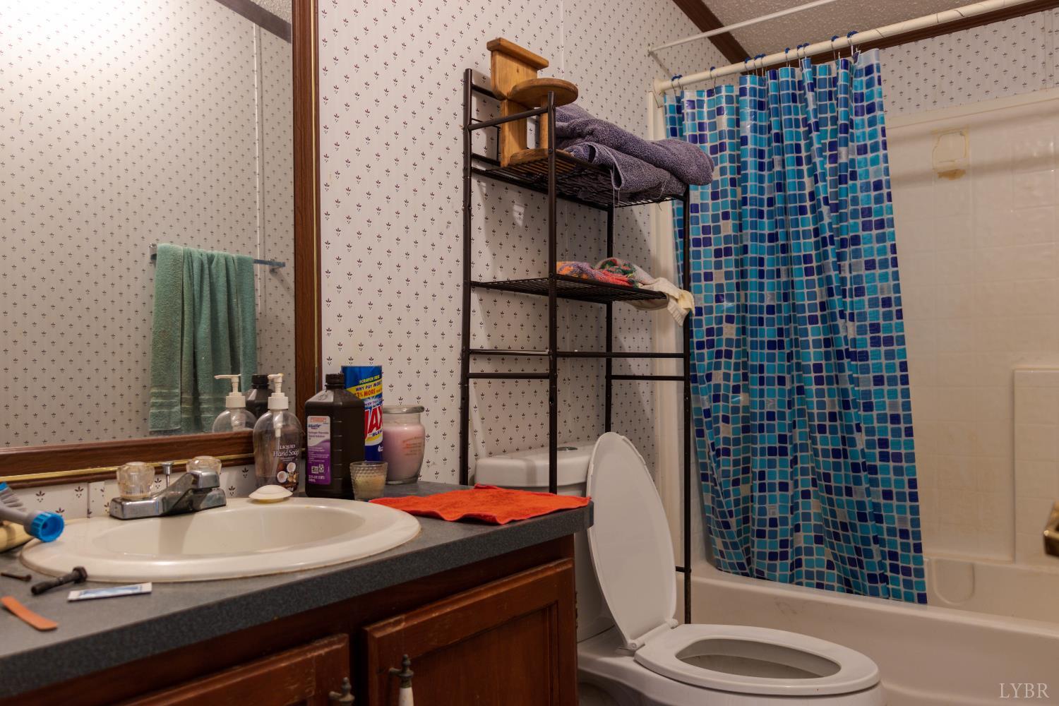 3156 Owens Mill Road Gretna, VA 24557 - Photo 26 of 88 a bathroom with a sink a toilet and shower