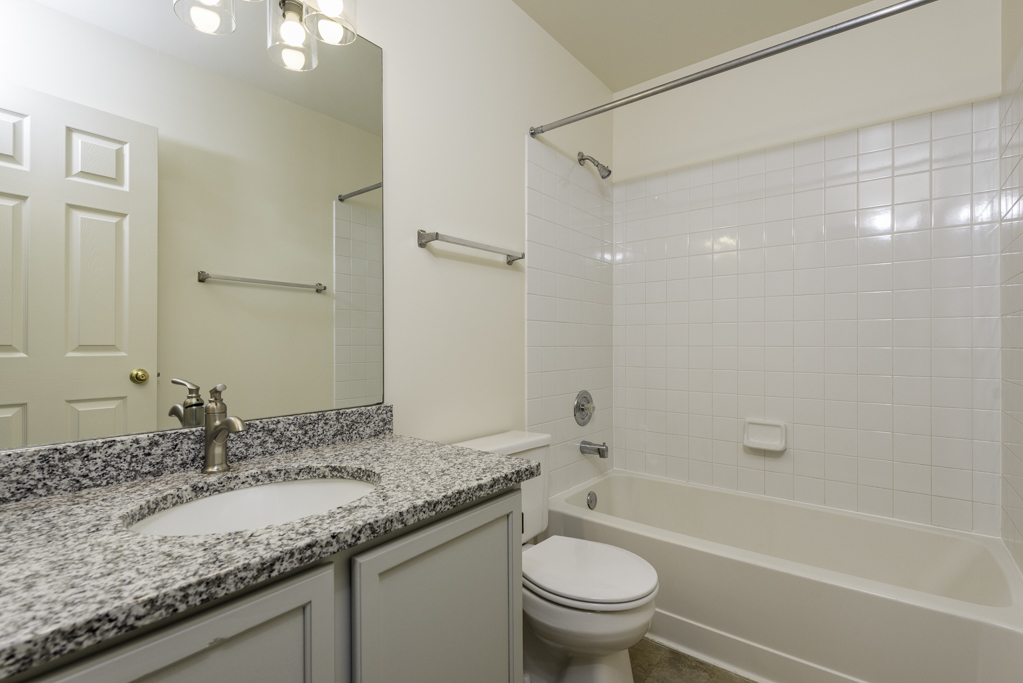 17775 Braewick Road Gurnee, IL 60031 - Photo 14 of 25 a bathroom with a granite countertop sink a toilet and shower