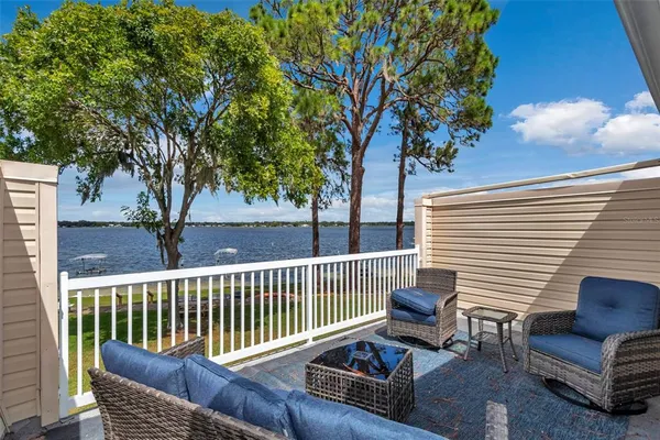 a view of a patio with a couch