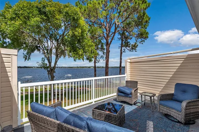 a view of a patio with a couch