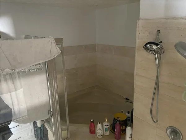 a bathroom with a tub