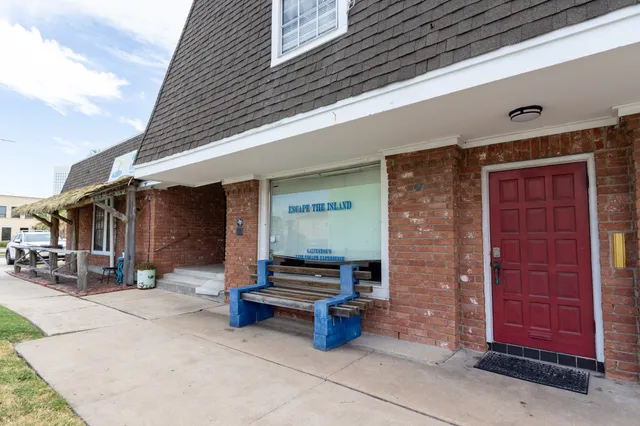 a view of outdoor seating space