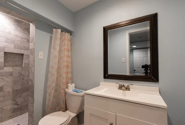 a bathroom with a shower