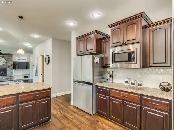 a brick wall with a white roof