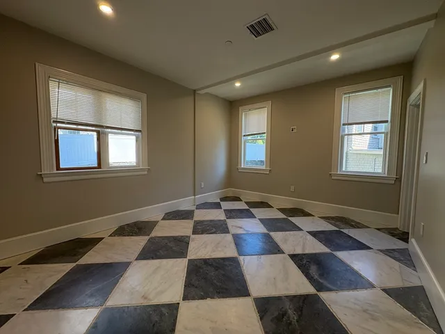 a black and white checkered floor