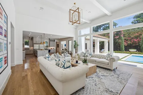a view of a living room with furniture