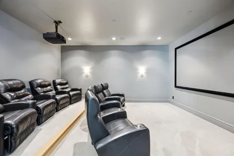 a hallway with a couch