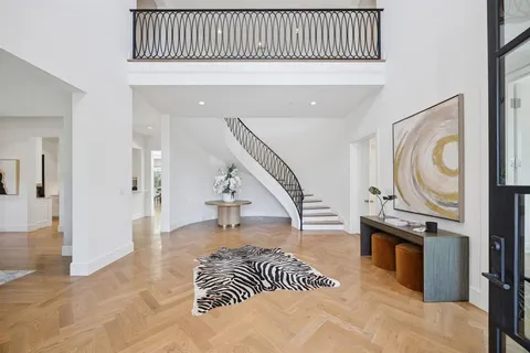 a bedroom with furniture and a fireplace