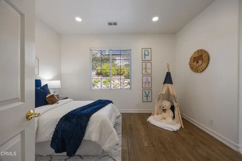 an aerial view of a swimming pool