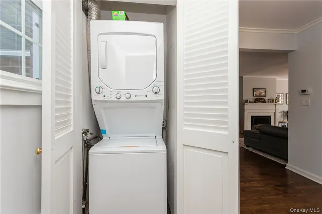 a utility room with dryer and washer
