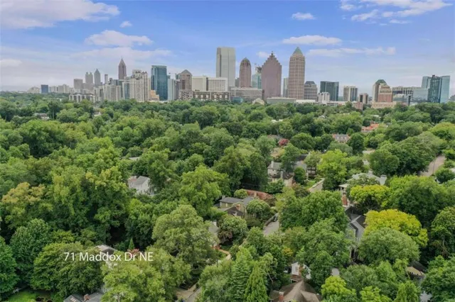 a view of a city with tall buildings