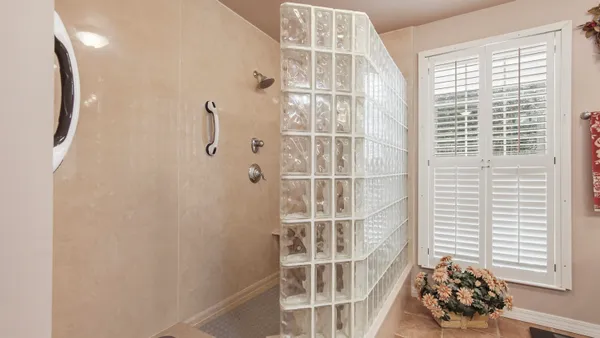 a bathroom with a bathtub