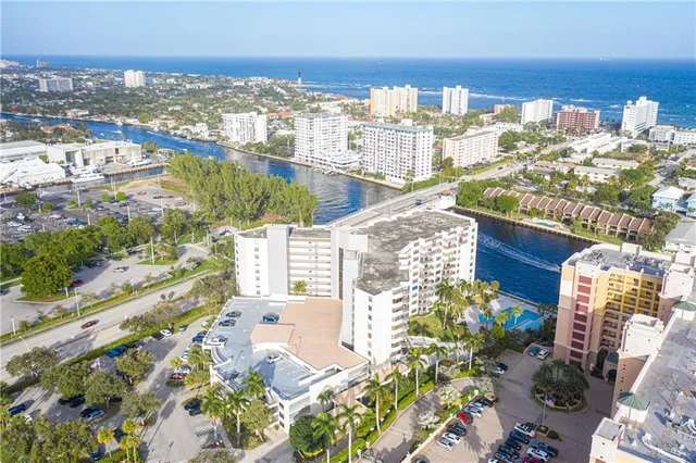 a city view with tall buildings