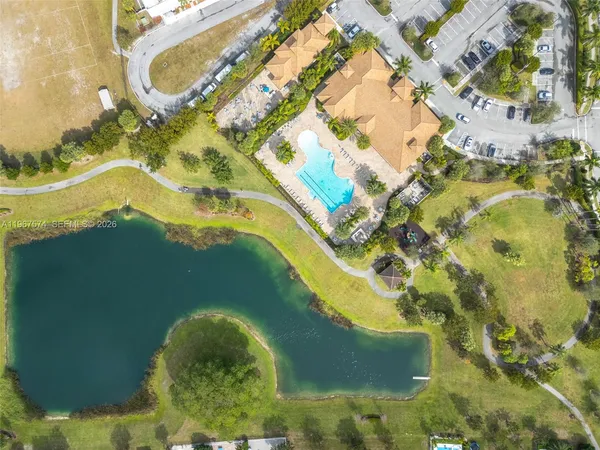 an aerial view of a house